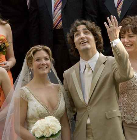 Sophie Trudeau with her husband in their wedding